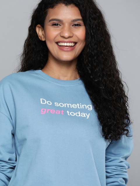 

Mast & Harbour Women Blue Printed Detail Sweatshirt