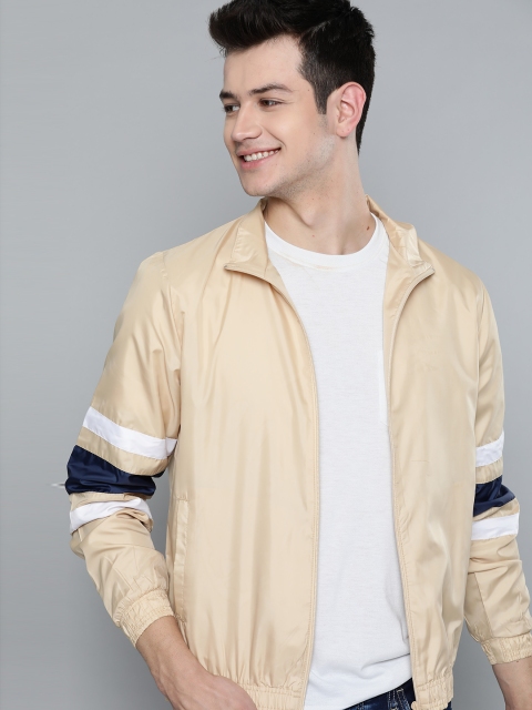

Mast & Harbour Men Cream-Coloured Lightweight Solid Bomber Jacket