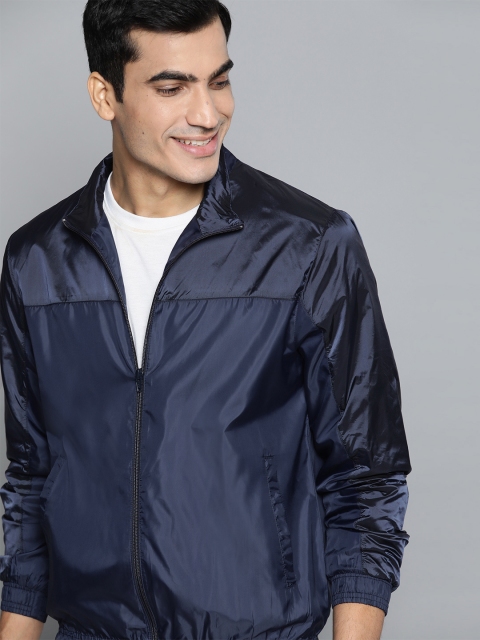 

Mast & Harbour Men Navy Solid Lightweight Bomber Jacket, Navy blue