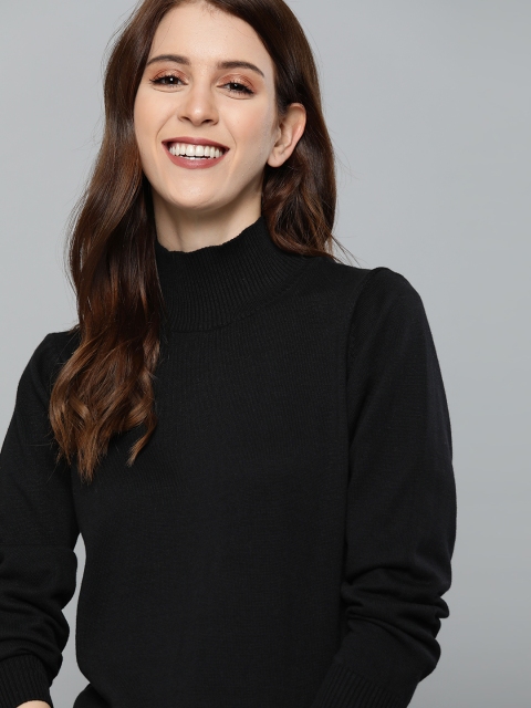 

Mast & Harbour Women Black Solid Pullover