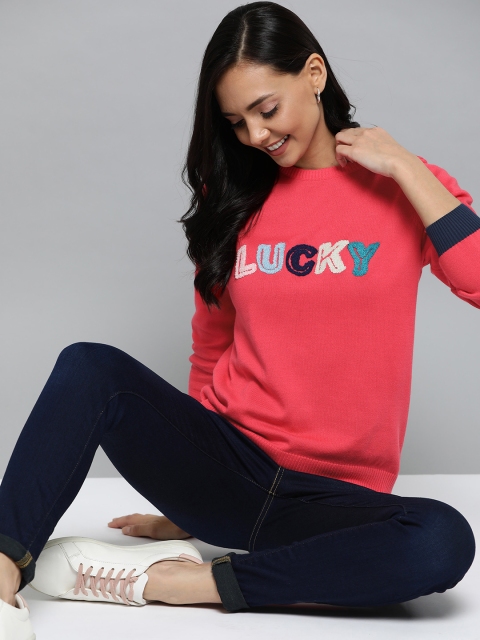 

Mast & Harbour Women Pink Solid Pullover Sweater