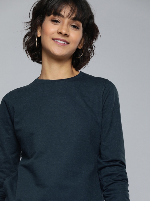 

Mast & Harbour Women Navy Blue Solid Pullover Sweatshirt