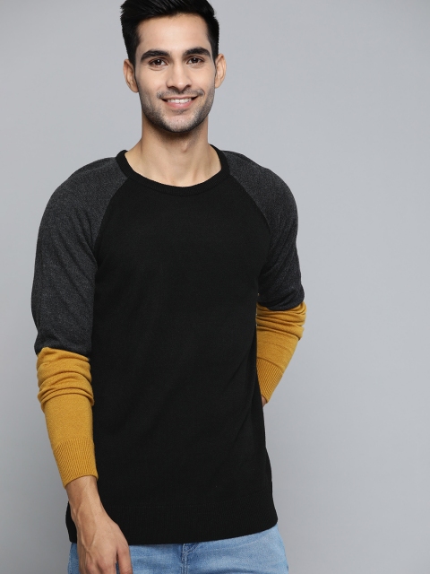 

Mast & Harbour Men Black Solid Acrylic Pullover