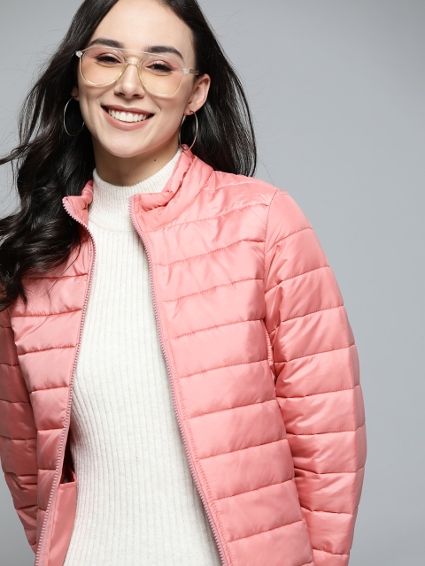 

Mast & Harbour Women Pink Solid Padded Packable Jacket