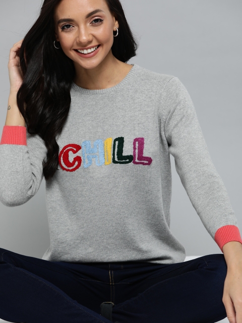 

Mast & Harbour Women Grey Melange Solid Pullover Sweater
