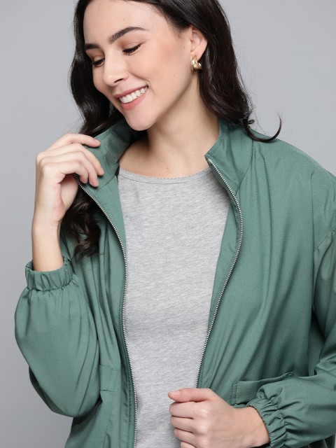 

Mast & Harbour Women Green Self Design Tailored Jacket
