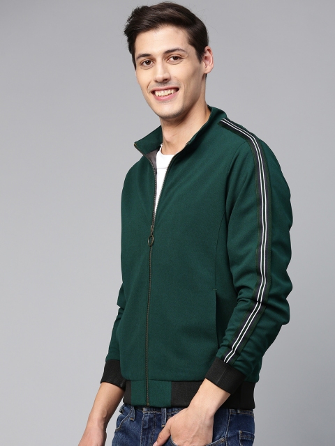 

Mast & Harbour Men Green Solid Lightweight Bomber Jacket