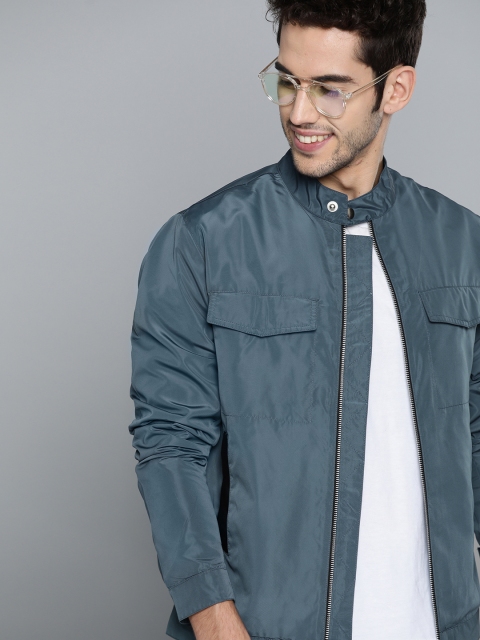 

Mast & Harbour Men Teal Blue Solid Lightweight Jacket