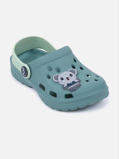 

PASSION PETALS Kids Teal Green Applique Detail Clogs
