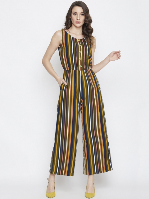 

PURYS Women Multicoloured Striped Basic Jumpsuit, Multi