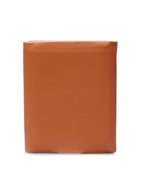 

WELBAWT Men Tan Brown Solid Three Leather Fold Wallet