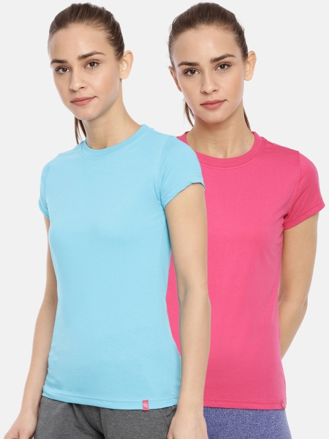 

Macrowoman W-Series Women Pack Of 2 Solid Round Neck T-shirts, Pink