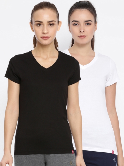 

Macrowoman W-Series Pack Of 2 Solid V-Neck T-shirts, Black