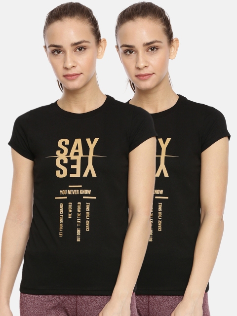 

Macrowoman W-Series Women Pack of 2 Black Printed Round Neck T-shirts