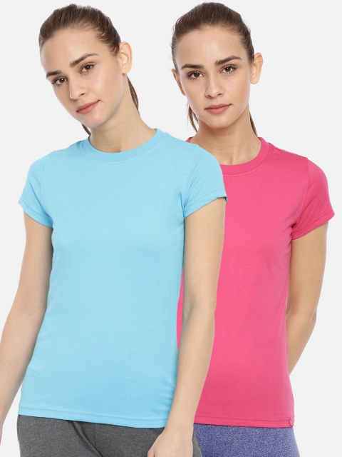 

Macrowoman W-Series Women Pack Of 2 Solid Round Neck T-shirts, Pink