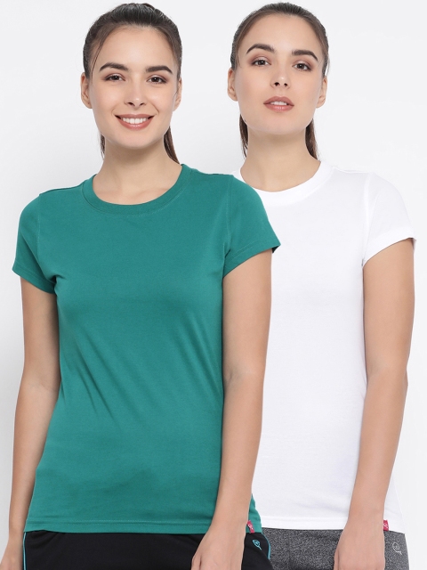 

Macrowoman W-Series Women Pack Of 2 Solid Round Neck T-shirts, White