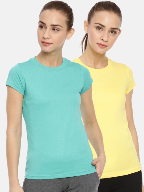 

Macrowoman W-Series Women Pack Of 2 Solid Round Neck T-shirts, Blue