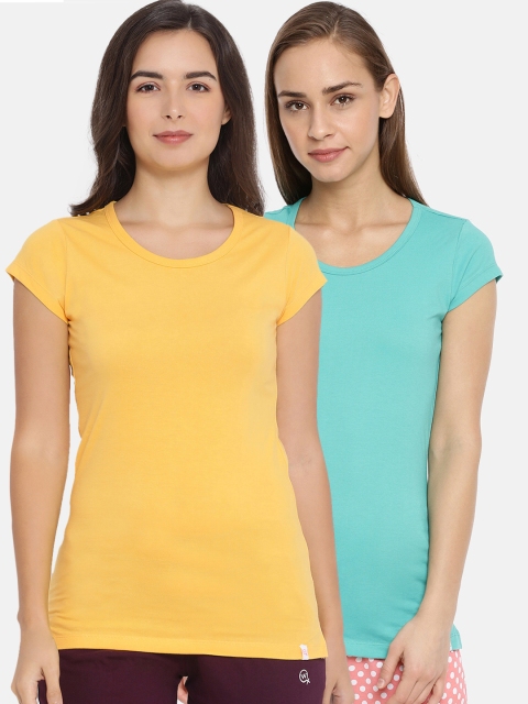 

Macrowoman W-Series Women Pack Of 2 Solid Lounge T-Shirts, Yellow