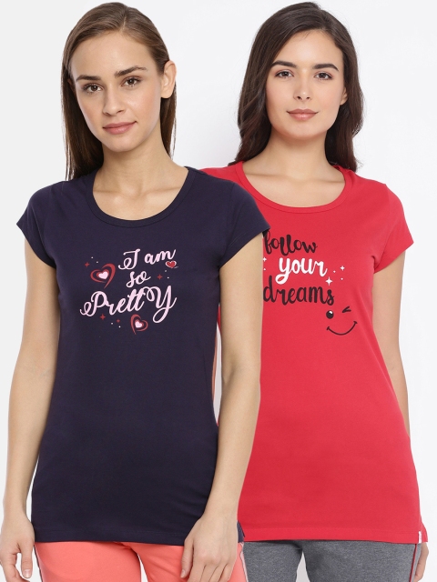 

Macrowoman W-Series Women Pack Of 2 Printed Lounge T-Shirts, Red