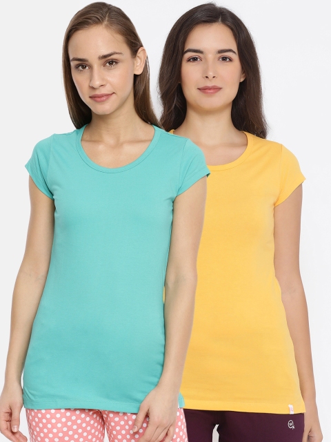 

Macrowoman W-Series Women Pack Of 2 Solid Lounge T-Shirts, Yellow