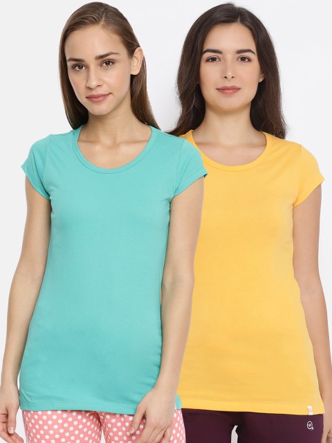 

Macrowoman W-Series Women Pack Of 2 Solid Lounge T-Shirts, Yellow