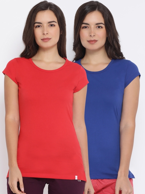 

Macrowoman W-Series Women Pack Of 2 Solid Lounge T-Shirts, Red