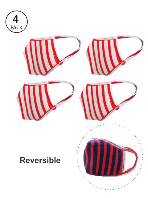 

nestroots Kids Red Pack of 4 Reusable Reversible 2 Ply Cloth Face Masks