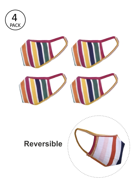 

nestroots Kids Pack of 4 Pcs Multicoloured Reversible 2-Ply Protective Outdoor Masks, Multi