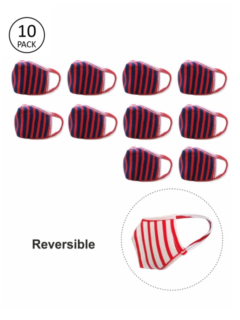 

nestroots Kids Pack Of 10 2-Ply Reusable Reversible Cloth Mask, Blue