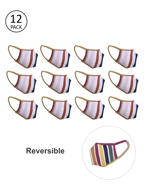 

nestroots Kids Pack Of 12 Pcs Reversible 2-Ply Reusable Outdoor Mask, Multi