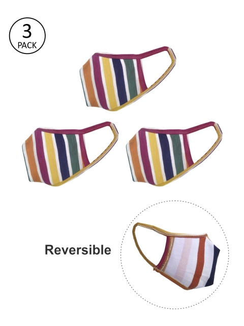 

nestroots Unisex Multicolor Pack of 3 Reversible 2 Ply Protective Outdoor Masks, Multi