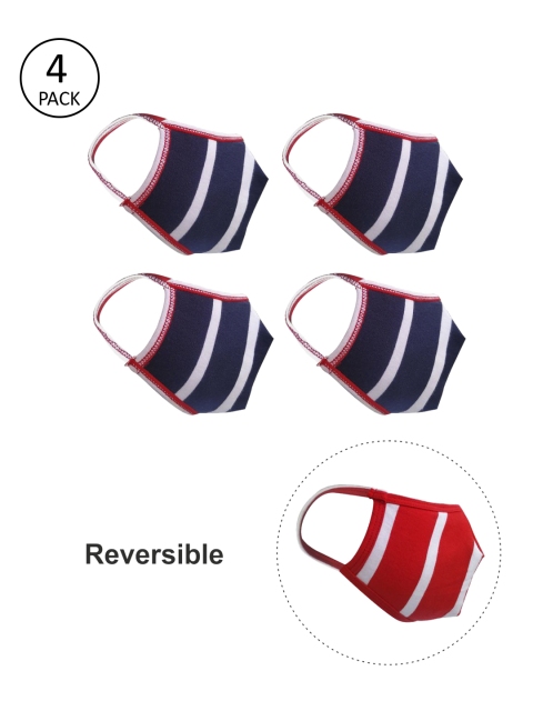 

nestroots Kids Pack Of 4 2-Ply Reusable Reversible Cloth Mask, Blue