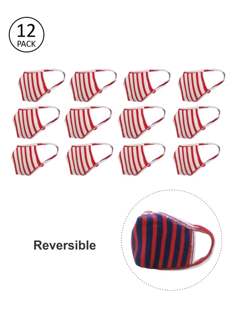 

nestroots Kids Pack Of 12 Pcs Reversible 2-Ply Reusable Outdoor Mask, Red