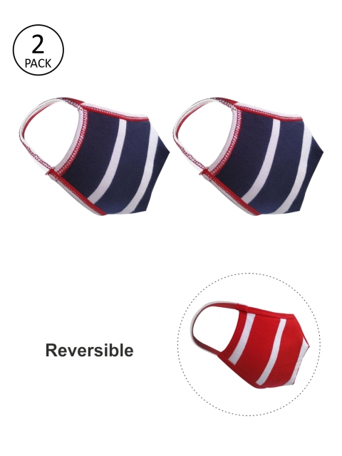 

nestroots Kids Pack Of 2 Pcs Navy Blue & Red Reversible 2-Ply Protective Outdoor Mask