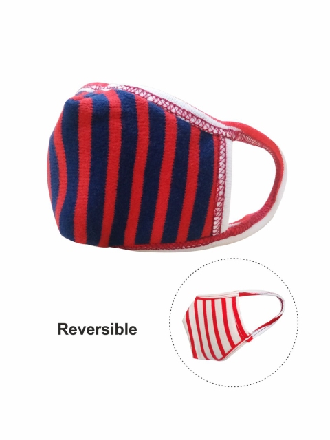 

nestroots Kids Red & Blue Striped 2-Layers Reversible & Reusable Cloth Mask