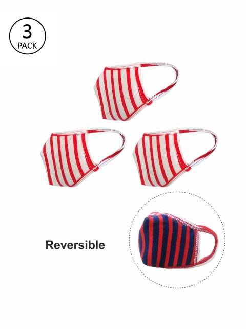 

nestroots Kids Pack of 3 Pcs Red & White Printed Reversible 2-Ply Protective Outdoor Masks