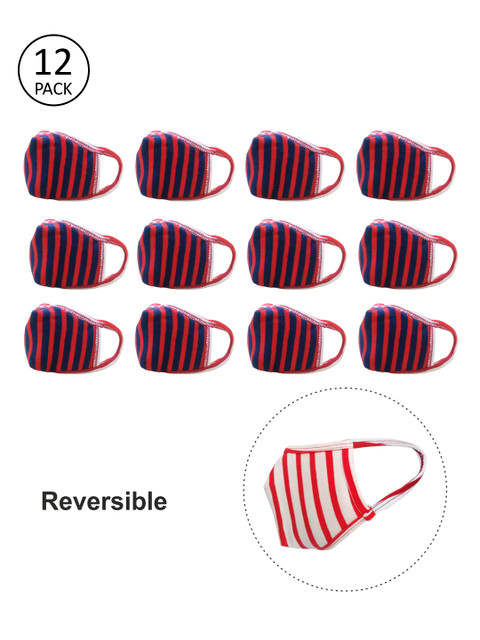 

nestroots Kids Pack Of 12 2-Ply Reusable Reversible Cloth Mask, Blue