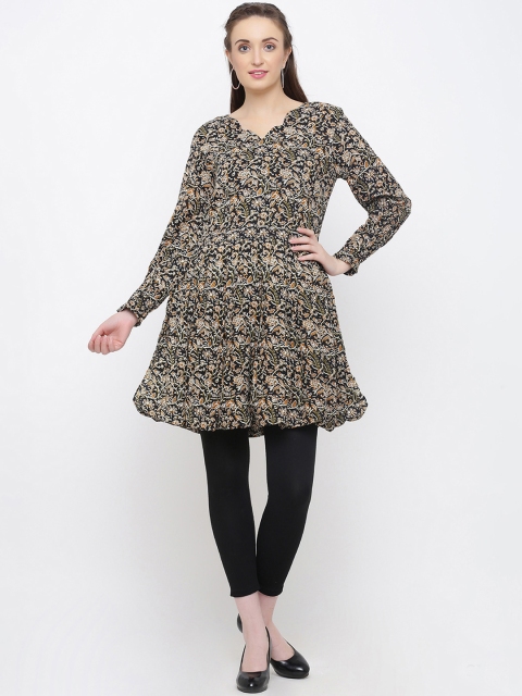 

Indian Virasat Women Black & Beige Printed Tunic