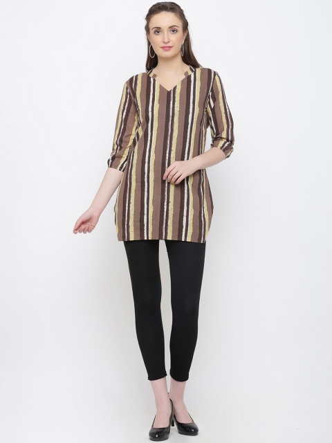 

Indian Virasat Women Coffee Brown Striped Tunic