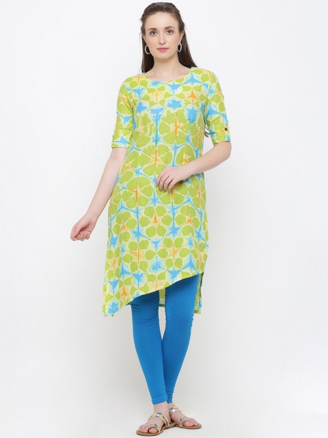 

Indian Virasat Women Green Printed Straight Kurta