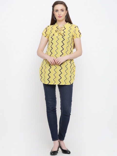 

Indian Virasat Women Yellow Printed Tunic