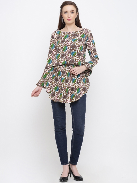 

Indian Virasat Women Off-White & Maroon Printed Ethnic Tunic