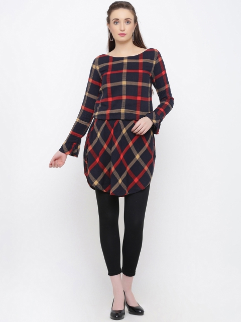 

Indian Virasat Women Black & Red Checked Tunic