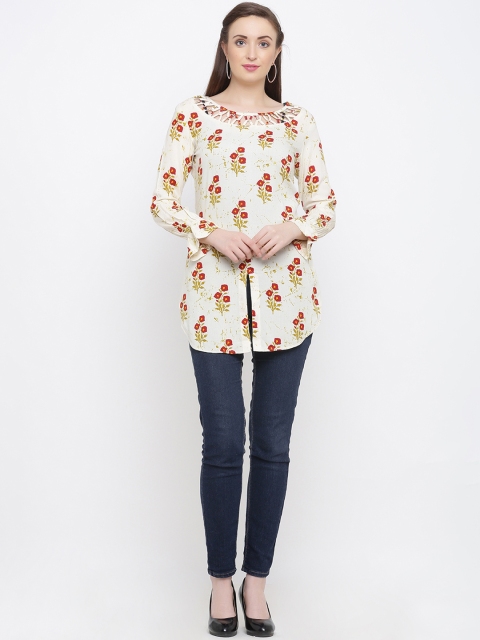 

Indian Virasat Women Off-White Printed Tunic