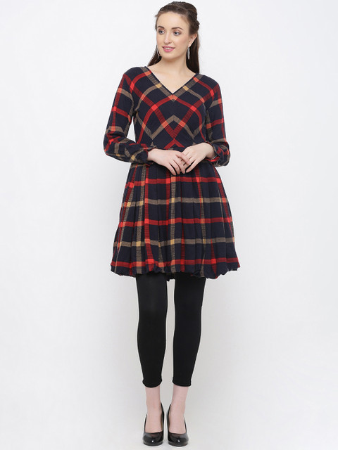 

Indian Virasat Black & Red Checked Tunic