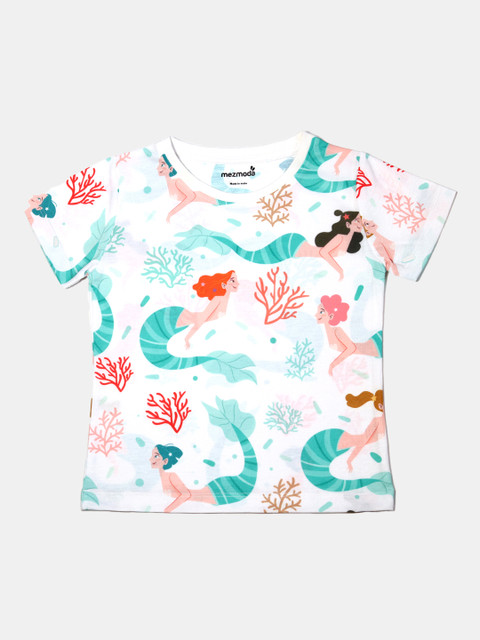 

mezmoda Girls Multicoloured Printed Round Neck T-shirt, Multi