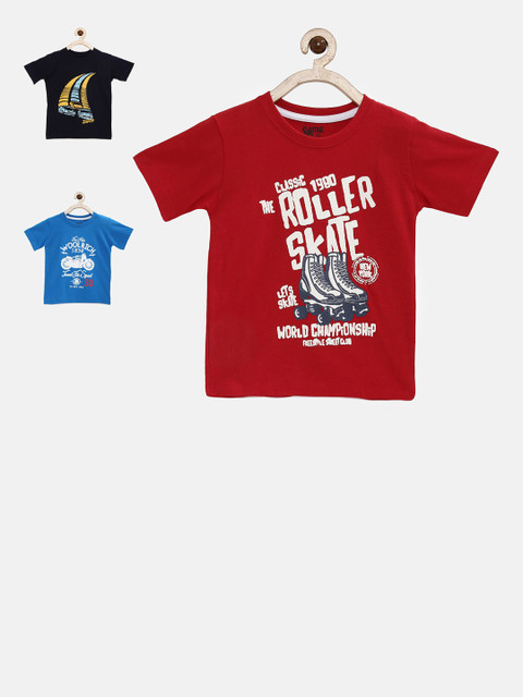 

Joven Boys Pack Of 3 Printed Round Neck T-shirts, Red