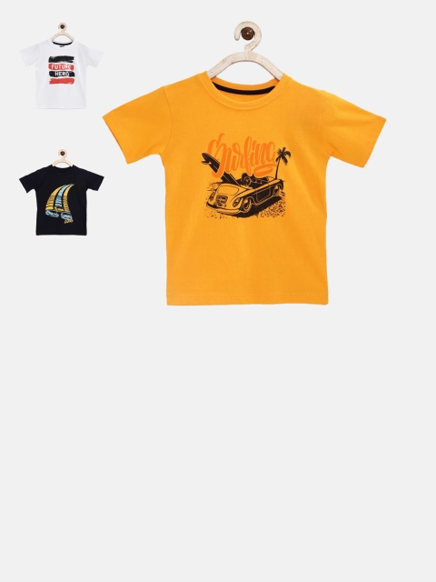 

Joven Boys Pack Of 3 Printed Round Neck T-shirts, Yellow