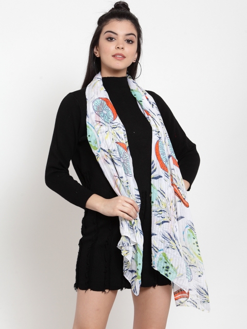 

J Style Women White Printed Stole