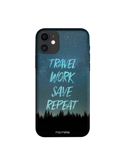 

macmerise Blue & Black Travel Work Save Repeat iPhone 11 Case